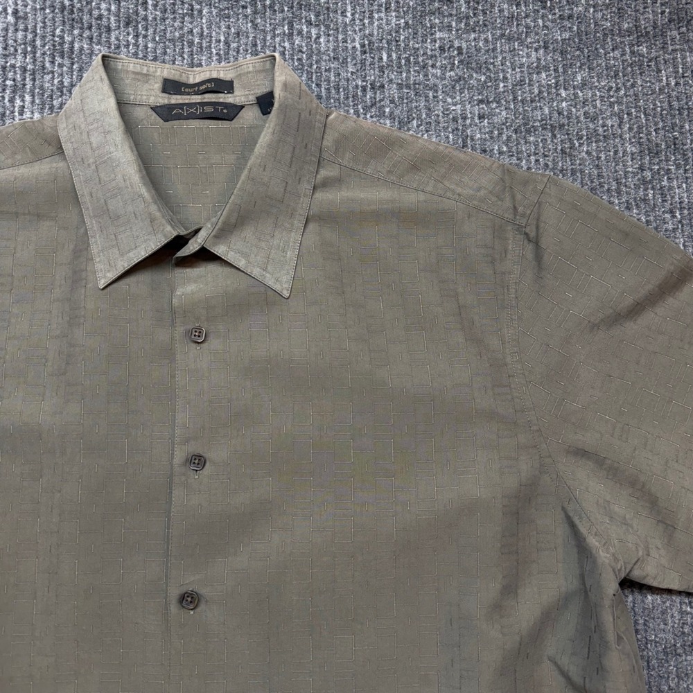 Axist Surf Soft Button Up Shirt Mens XL Olive Green Textured Modal Short Sleeve